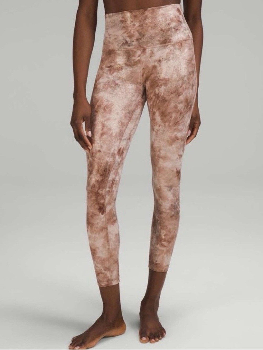 lululemon Align High-Rise Pant 25” Shine Diamond Dye Misty Shell Cacao Dot Foil